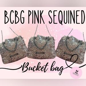 BCBG Sequined Bag Blush & Silver
